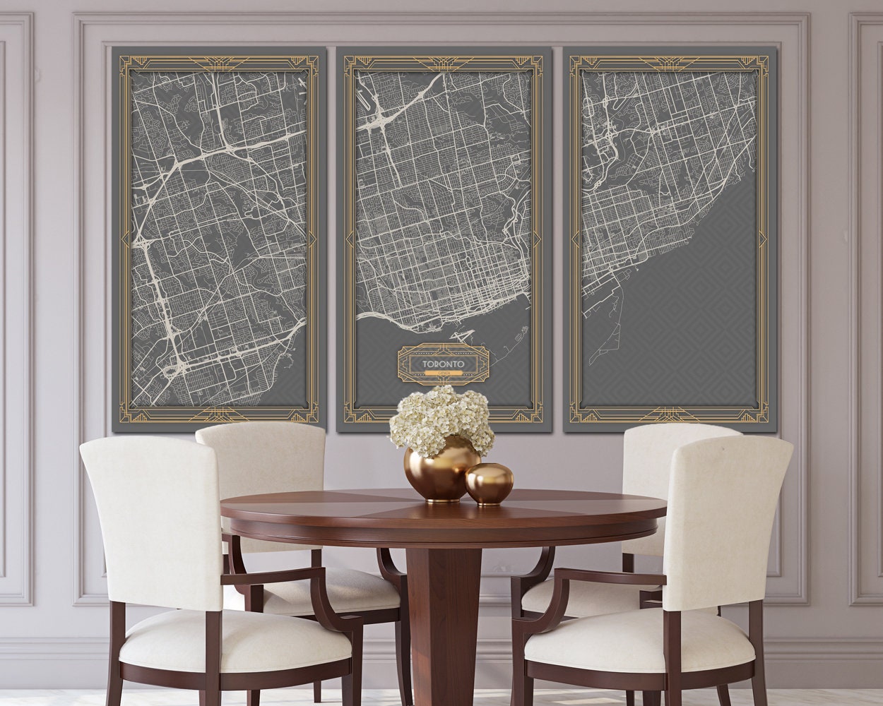 Toronto Canada Map Art Deco Canvas Print Map Wall Art Canvas Etsy