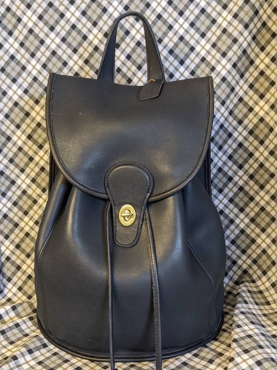 Vintage Coach USA Daypack Navy Blue Leather 9943