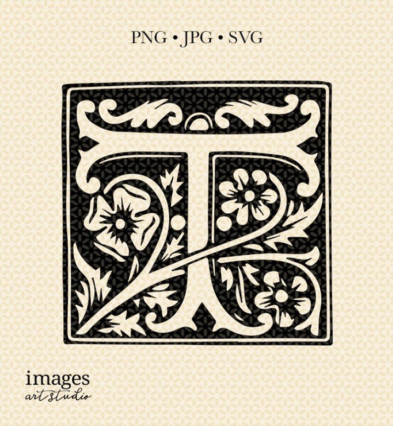 Vintage Monogram Letter T Illustrated Clipart Letter T - Etsy