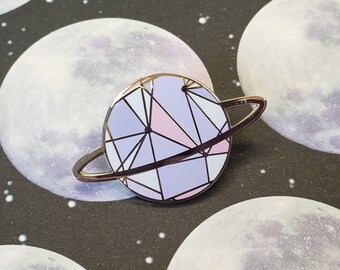 Galactic Purple Wall Planet Enamel Pin, Gift