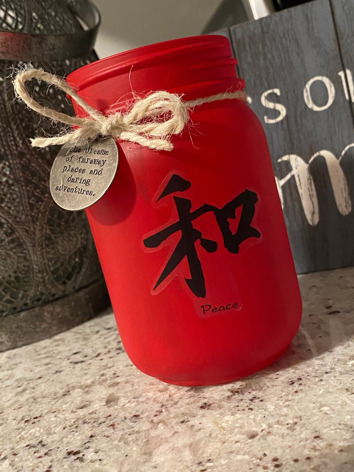 Peace/Love/Goodwill/Joy Hand Painted Mason jars Etsy.de