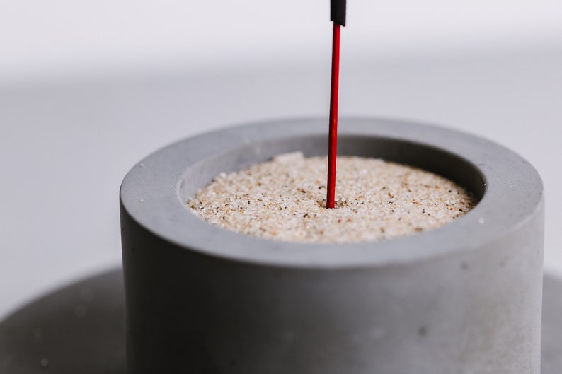 Concrete Incense Holder Cement Modern Round Incense Burner Etsy