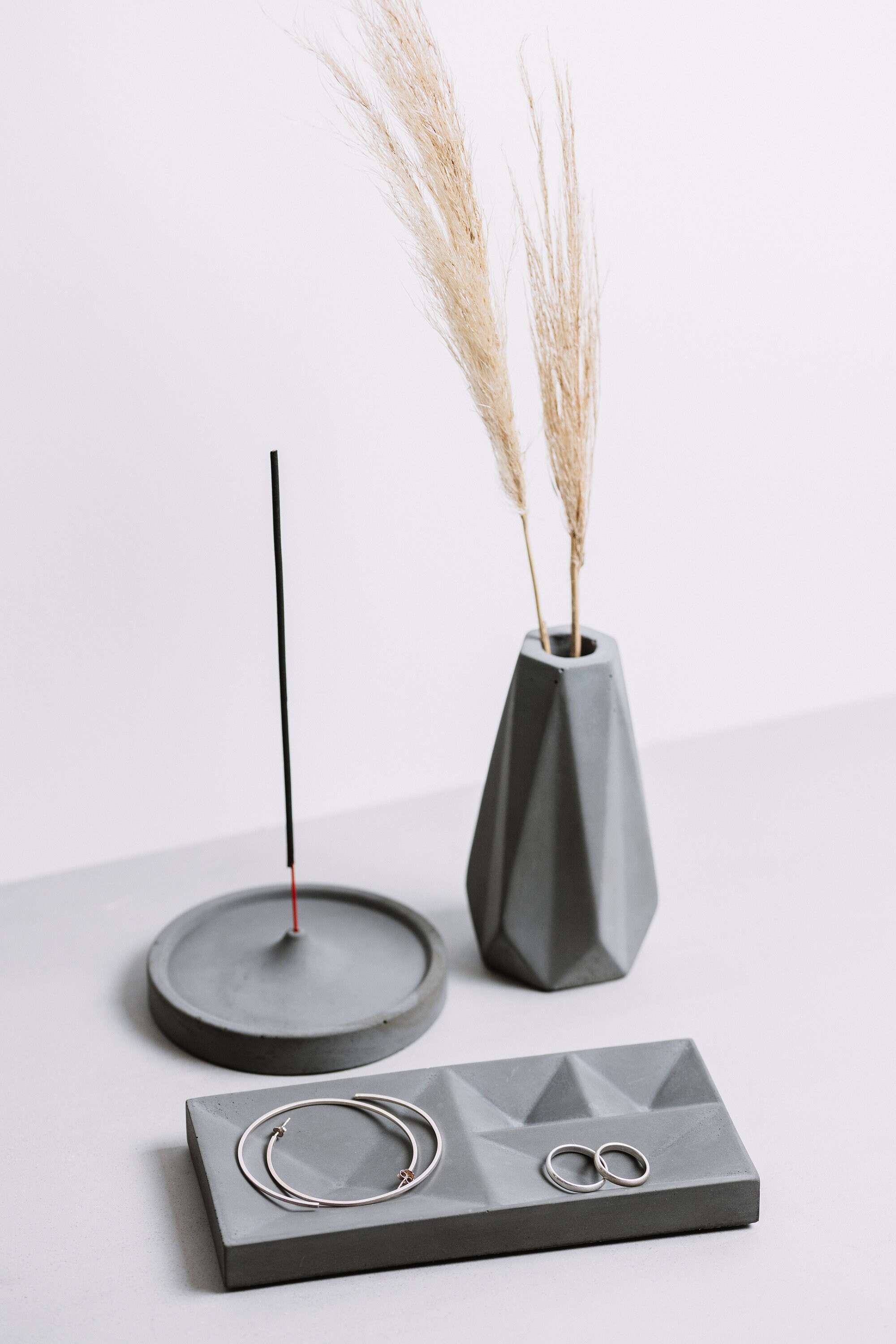 Concrete Incense Holder Cement Modern Round Incense Burner Etsy