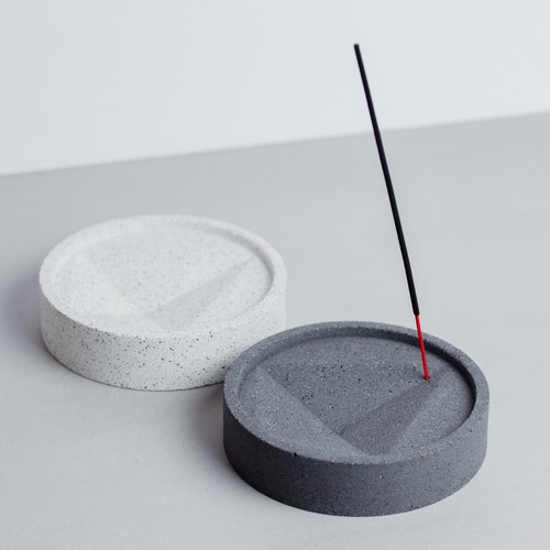 Concrete Jesmonite Incense Holder Modern Round Jesmonite Etsy