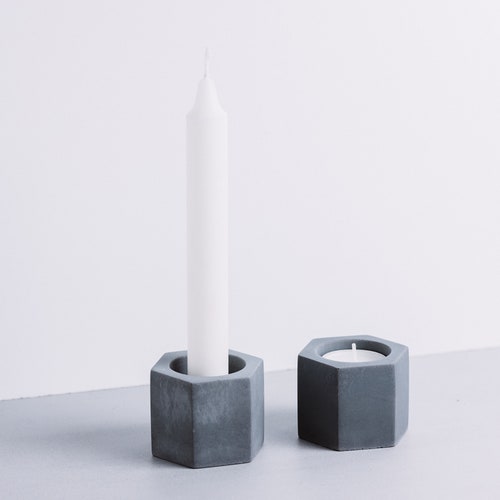 Concrete Tea Light Holder Round Cement Candle Holder Etsy