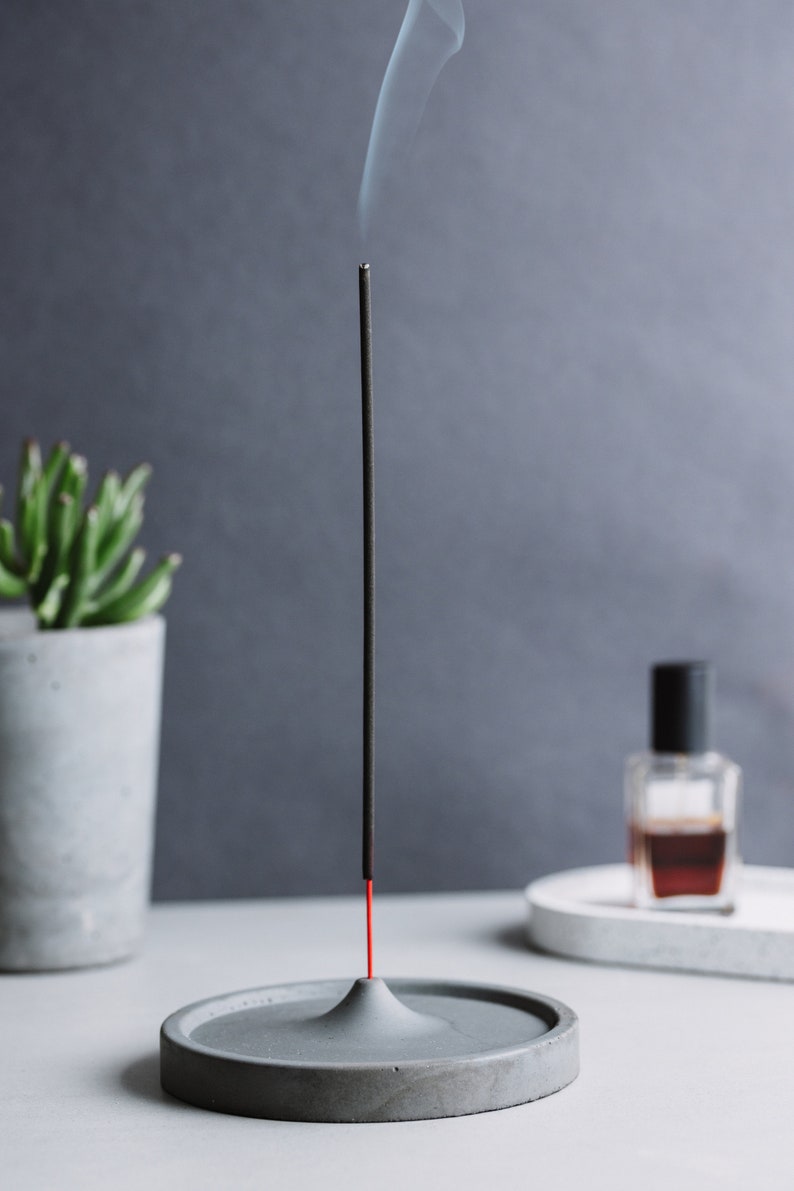 Concrete Incense Holder Cement Modern Round Incense Burner Etsy