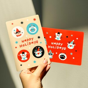 Fiesta de invierno - Postal navideña mate premium - Postales navideñas kawaii