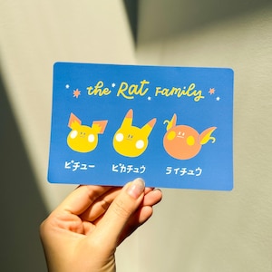 Die Ratten Familie - Premium Pokemon Postkarte - Kawaii Süße Postkarten
