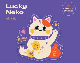 Money Come Lucky Cat | Die Cut Stickers | Kawaii Animal Decals