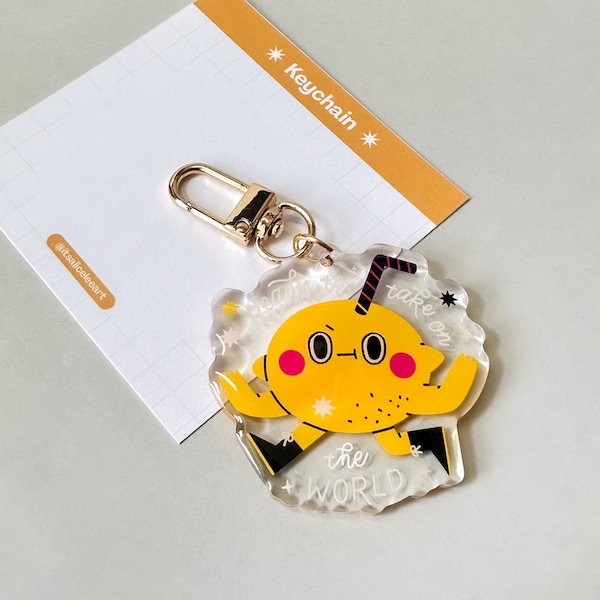 Conquer Lemon Keychain | Kawaii Double-sided Keychains | Cute Food Accessories