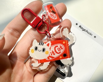 KitCat Schlüsselanhänger | Kawaii Zwei Stück Schlüsselanhänger | Süßes japanisches Tier-Accessoires