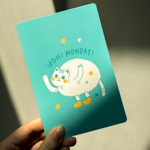 UGH Monday Cat - Premium Postcard - Kawaii Cute Animal Postcards
