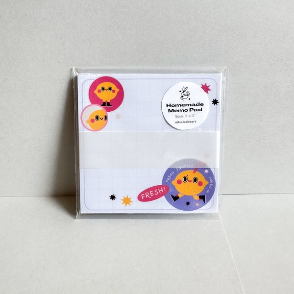 Fresh Lemon Memo Pad | Cute Handmade Memo Pads | Kawaii Office Stationery