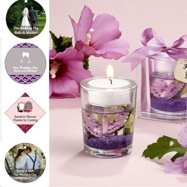 Butterfly Gel Candle in Gift Box w/ Optional Personalized Tags or Stickers, Spring Garden Themed Wedding Shower Party Favors  17863