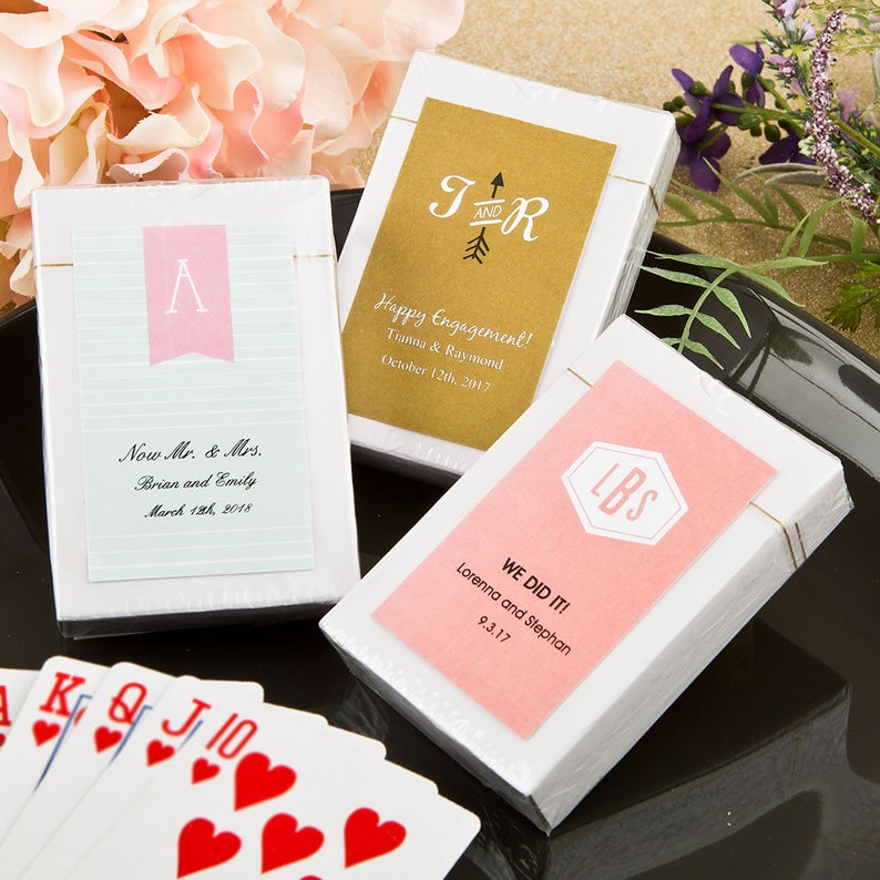 40-100 Personalized Monogram Playing Cards Wedding Baby Shower Birthday Party Christening Favors 16769ST_Mono image 1