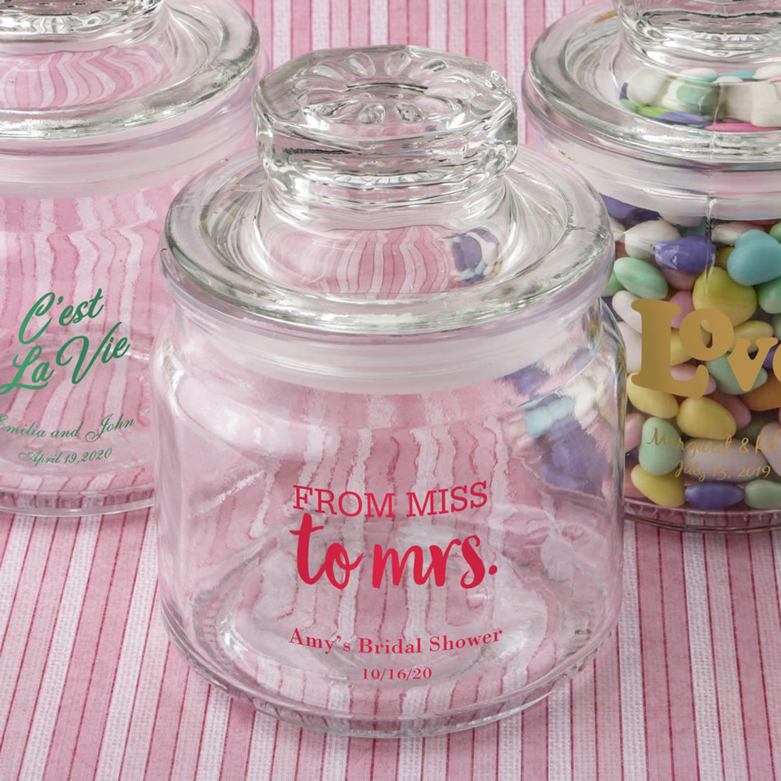 2596 Personalized Screen Printed Glass Jar With Sealed Cover Etsy