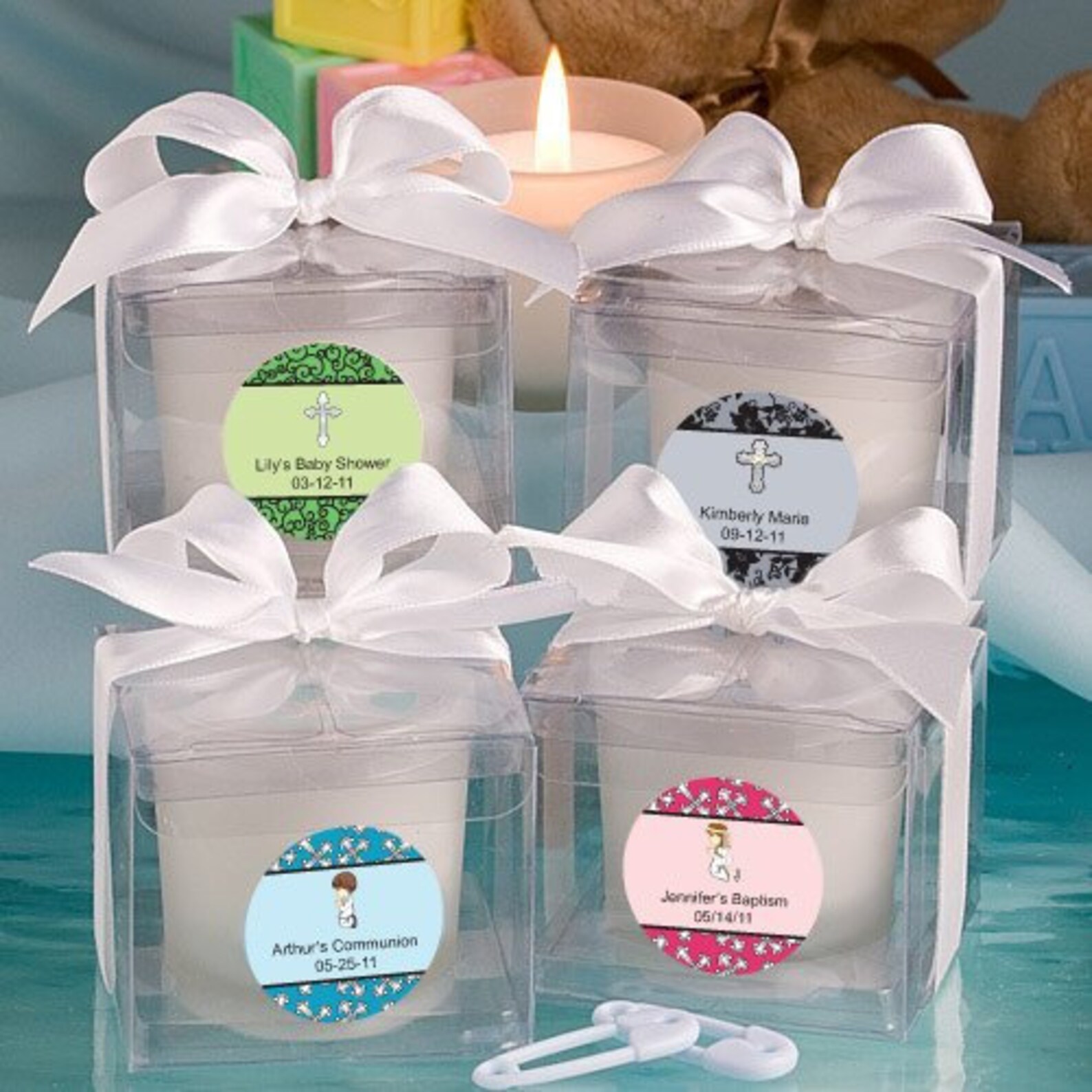 2496 Personalized Religious Votive Candle w/ Box Baptism Etsy