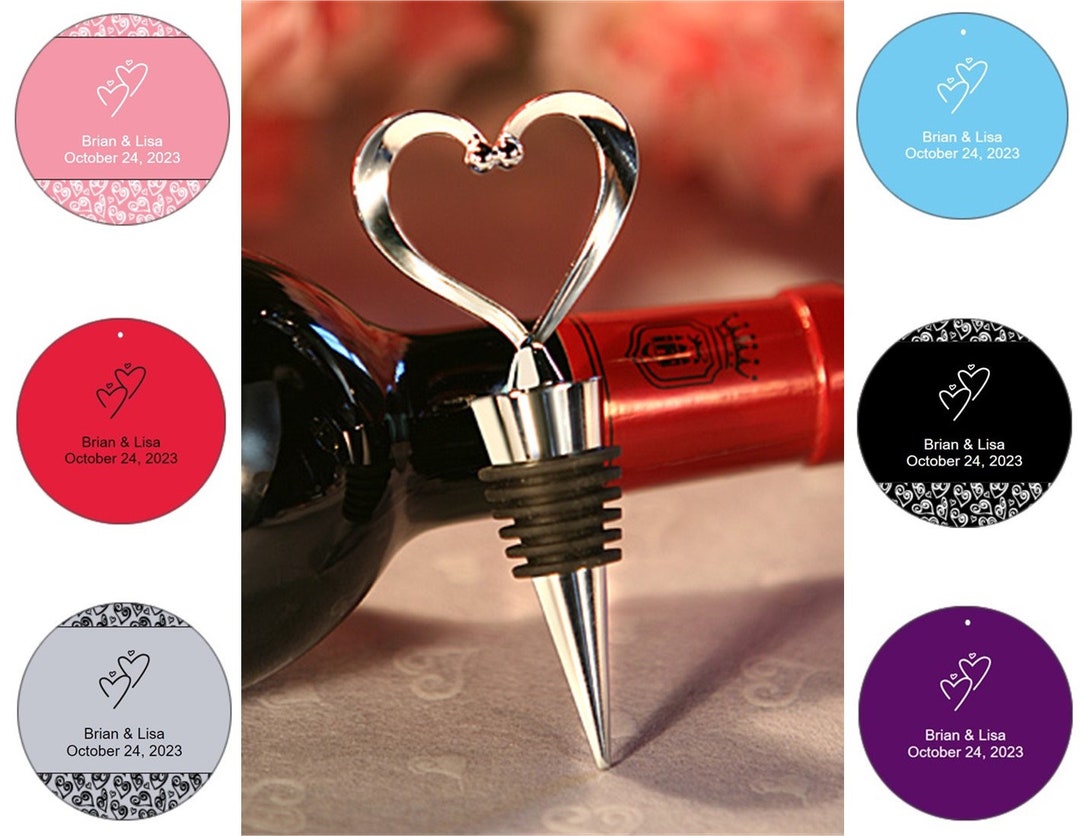 Heart Wine Bottle Stopper in Gift Box, Silver Metal Heart Bottle