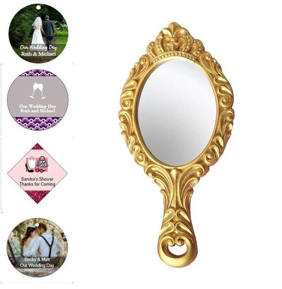 896 Gold Princess Hand Mirror W/ Optional Personalized Tags Etsy