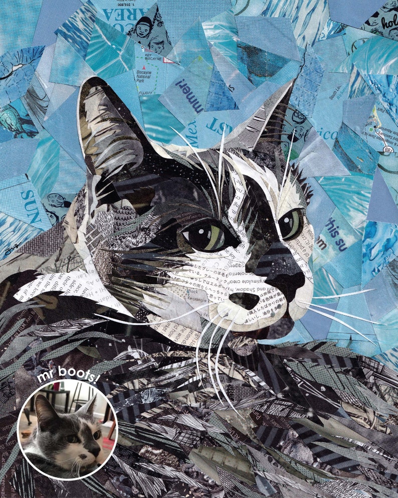 8x10 Custom Cat Pet Portrait Collage image 2