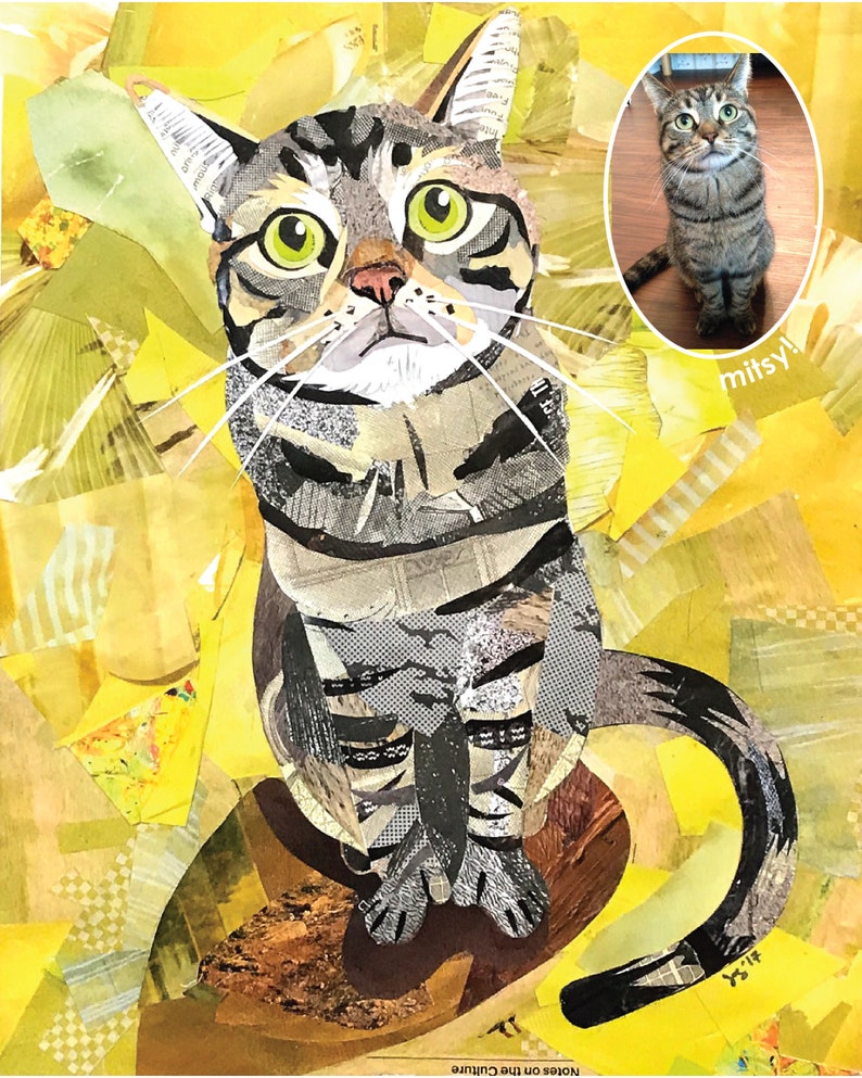 8x10 Custom Cat Pet Portrait Collage image 1