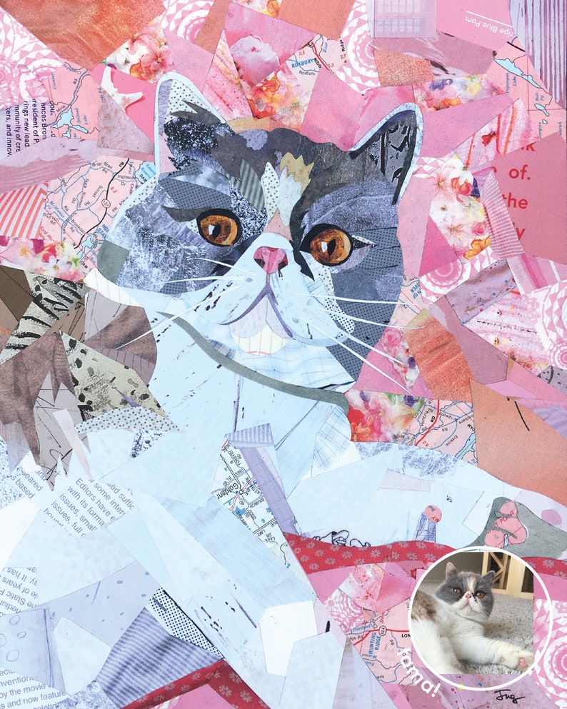 8x10 Custom Cat Pet Portrait Collage image 3