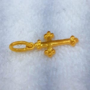 24k solid gold  cross pendant    by  estherleejewel 999 purity
