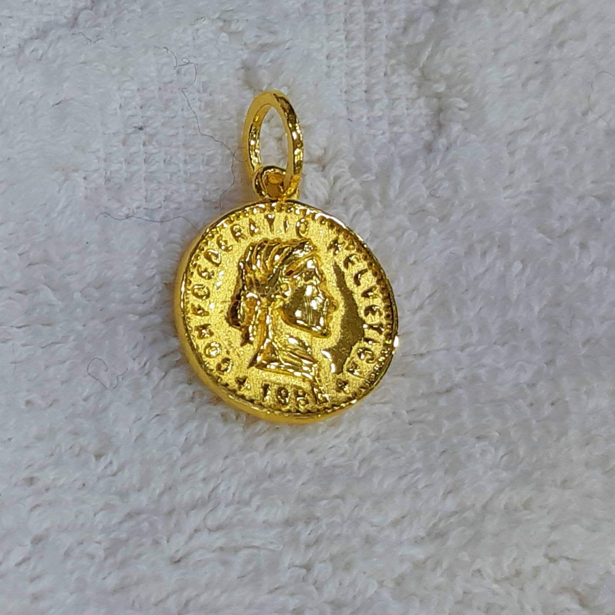 24k Solid Gold Coin Pendant by Estherleejewel 99.9/coin Etsy