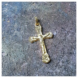 24k Solid Gold Crucifix Cross Pendant 