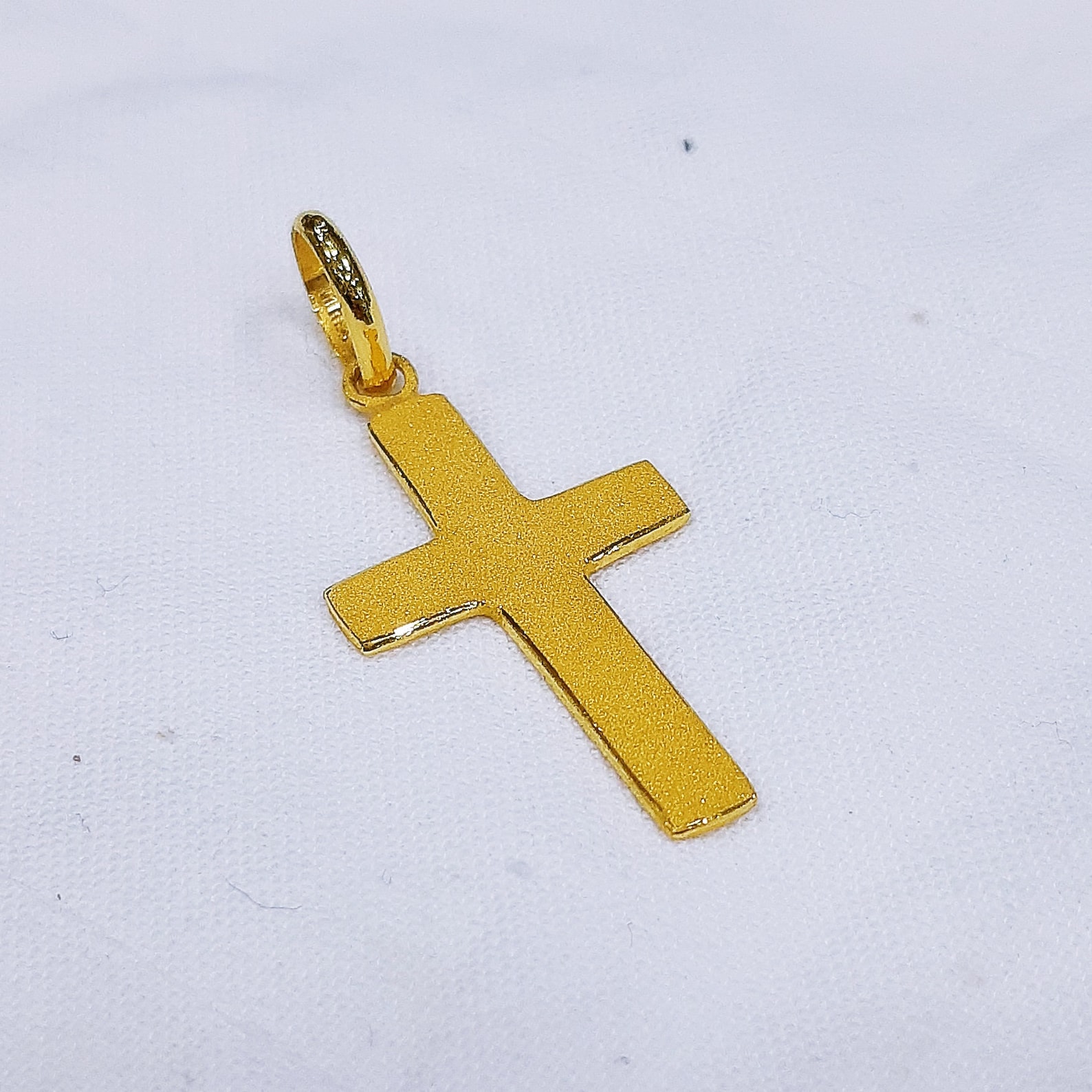 24k Solid Gold Cross Pendant 999 by Esther Lee Etsy