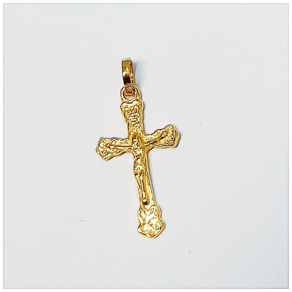 24k solid sale gold cross pendant
