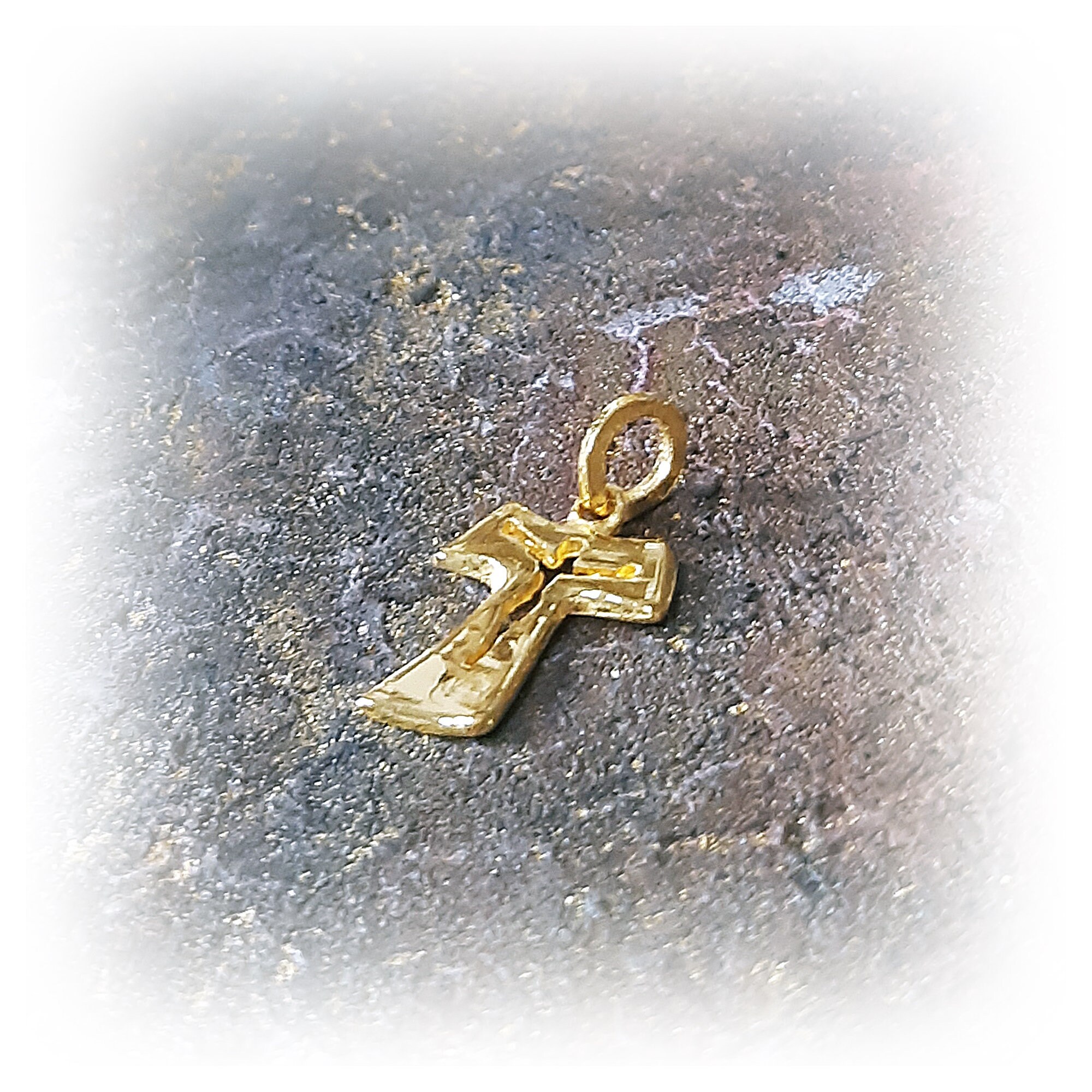 24k Solid Gold Cross Pendant Catholic 