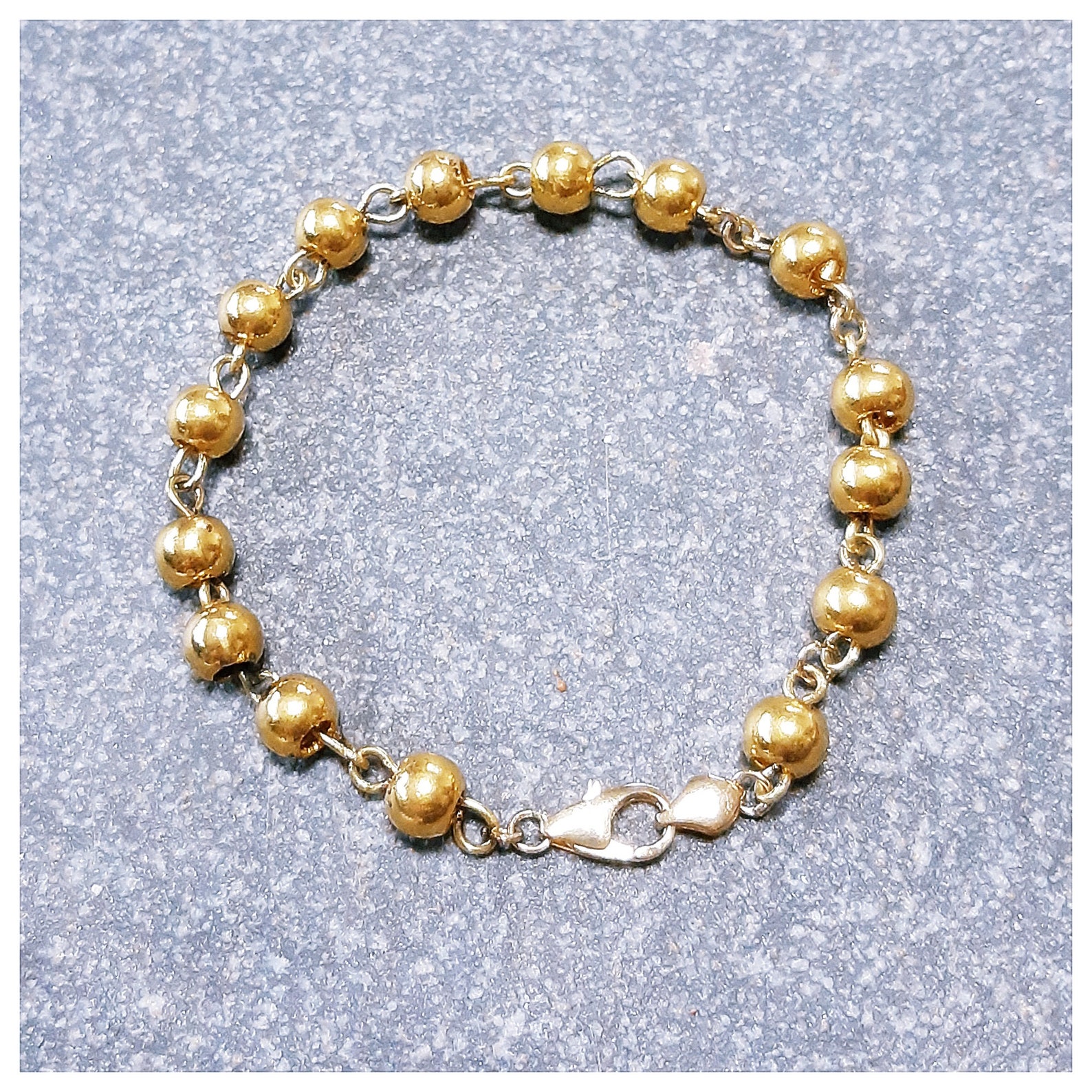 24k Solid Gold Bracelet Pure Gold 7mm Ball Etsy