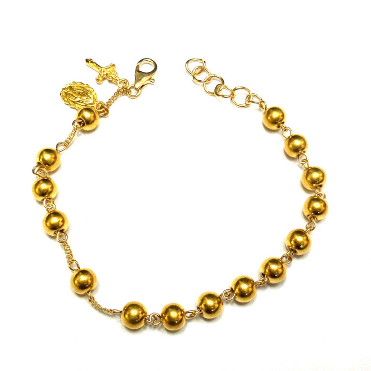 24k Solid Gold Rosary Bracelet 5mm Ball 