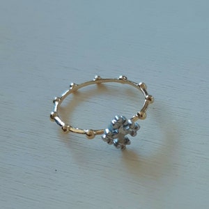 14k /18k solid gold dainty  cross rosary ring  by estherleejewel