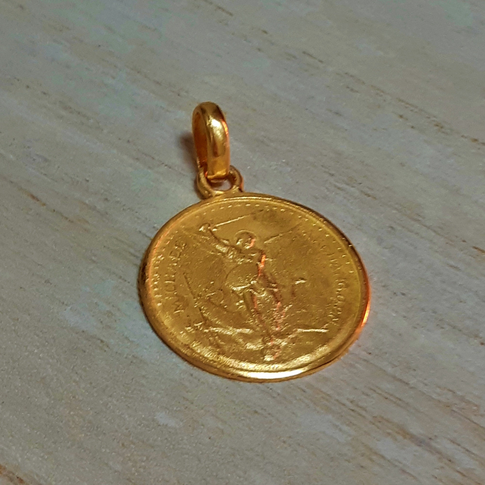 24k Solid Gold Saint Michael Archangel 