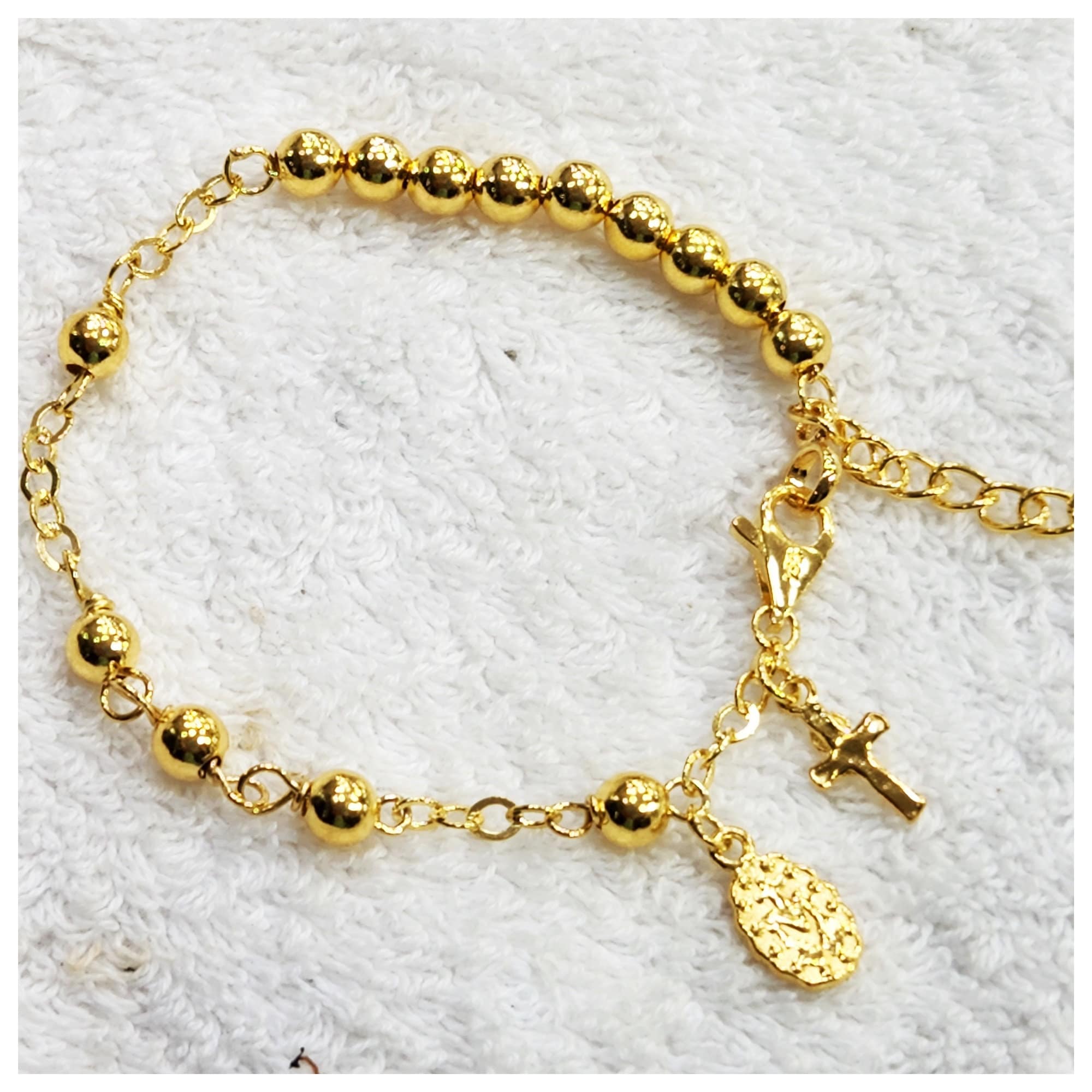 Rosary Adjustable Bracelet in 18k gold over sterling silver – Miabella