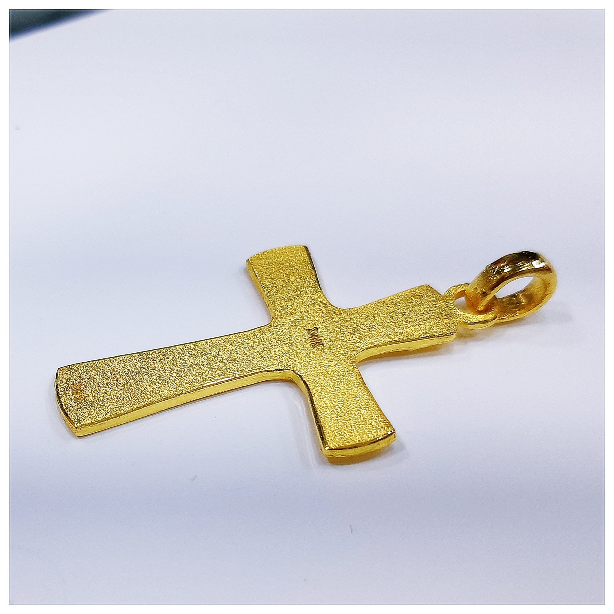 24k Solid Gold Cross Pendant 999 