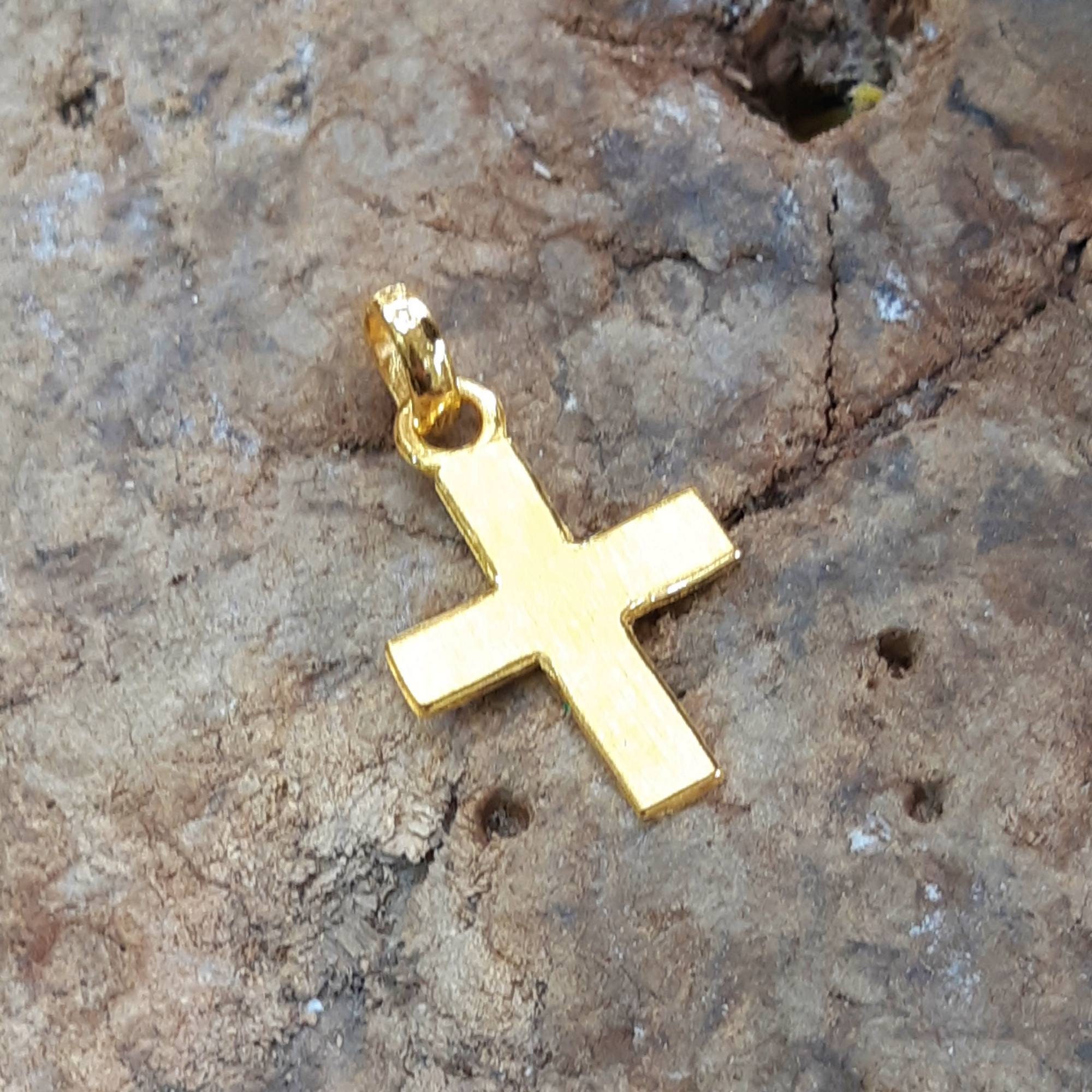 24k Solid Gold Cross Pendant Pure Gold 
