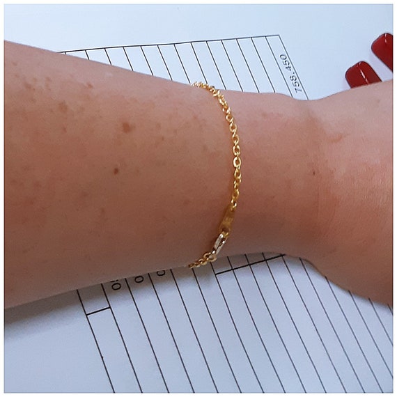 24k Full Solid Gold Link Bracelet Simple Bridesmaid Bride Wedding Gift  Lucky D - Etsy