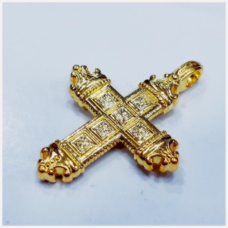 24k Solid Gold Gothic Cross Pendant 999 