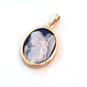 24k/14k gold /925 silver Hand-made Guardian Angel   cameo pendant by Esther Lee