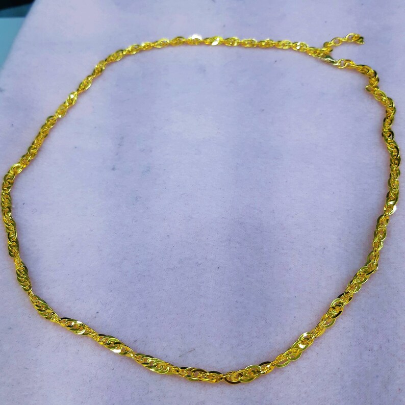 24k solid gold curve chain necklace 22 inch Etsy