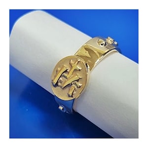 24k/ 18k solid gold M symbol rosary ring by estherleejewel