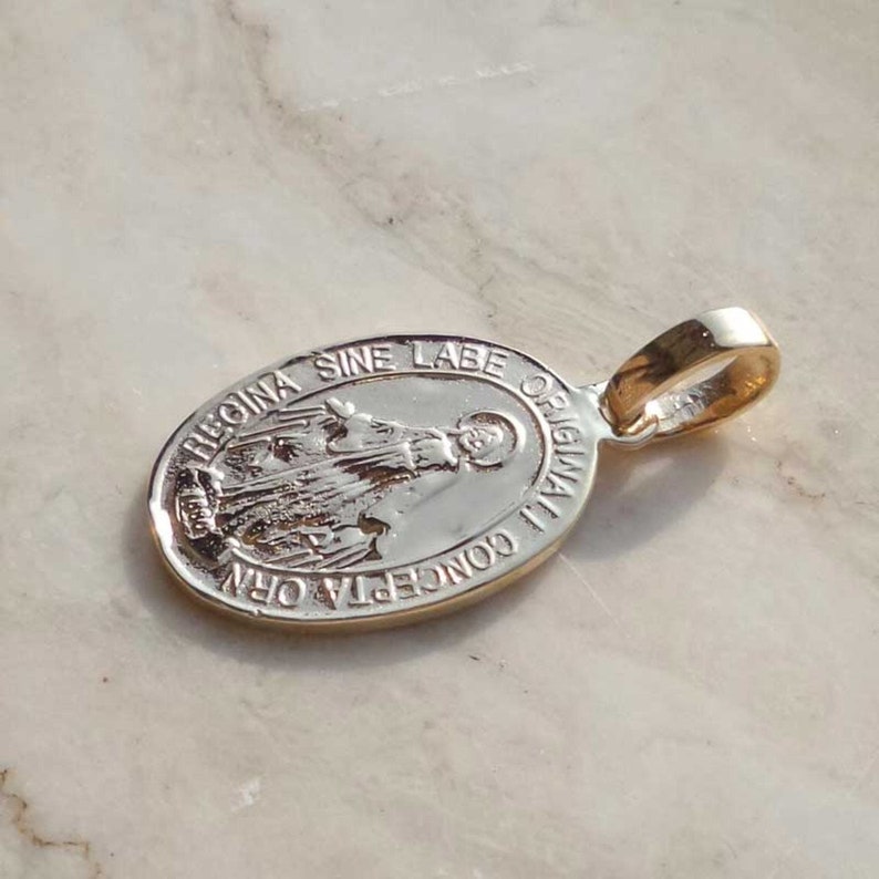 24k solid gold catholic miraculous medal mother mary 999 etsy