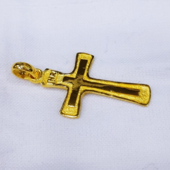 24k Solid Gold Cross Pendant 999 