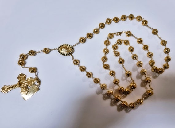 Gold Rosary Necklace made of 9ct Gold. Free Worldwide Delivery