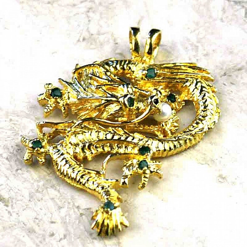 Unique 24k solid gold Dragon Pendant by Esther Lee | Etsy
