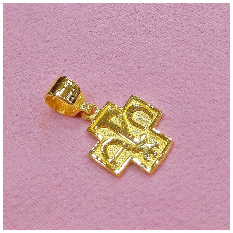 24k Solid Gold Alpha and Omega Pendant by Estherleejewel Etsy