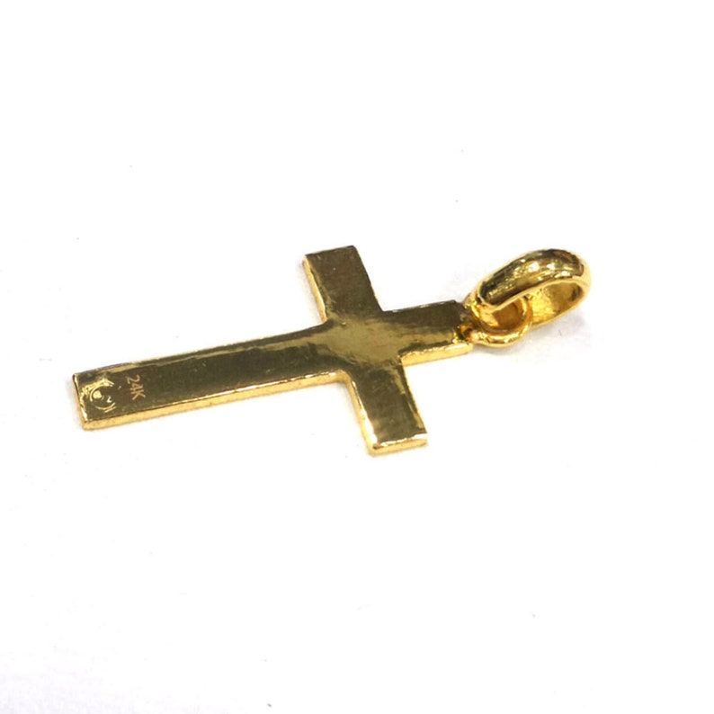 24k Solid Gold Cross Pendant Pure Gold by Estherleejewel Etsy